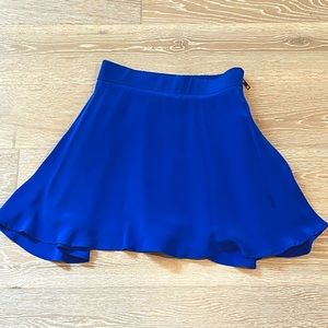 Naven Royal blue silk skirt with black and gold exposed side zipper
